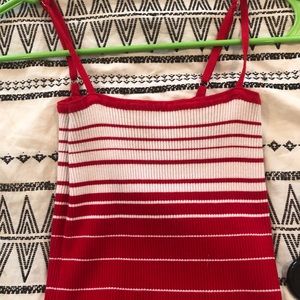 Striped red/white cropped top